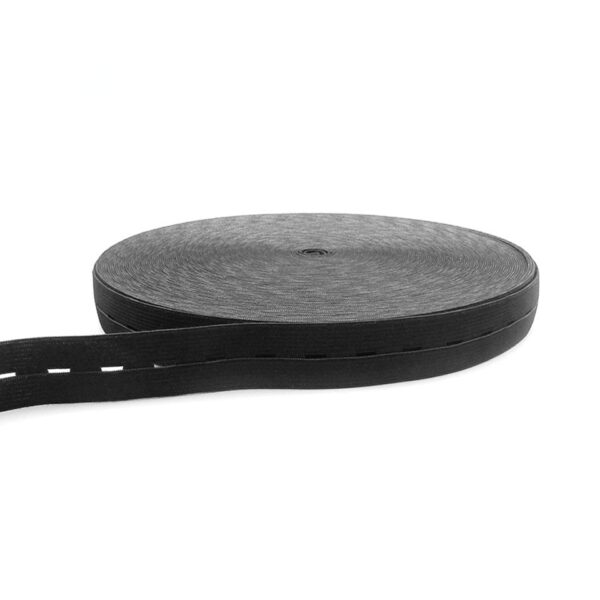 Knoopsgatenelastiek 30mx2cm Zwart