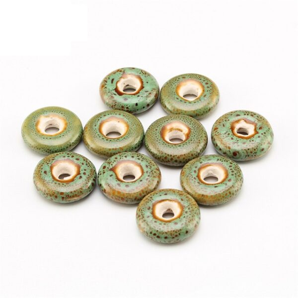 10 Groene Keramiek Donut Kralen