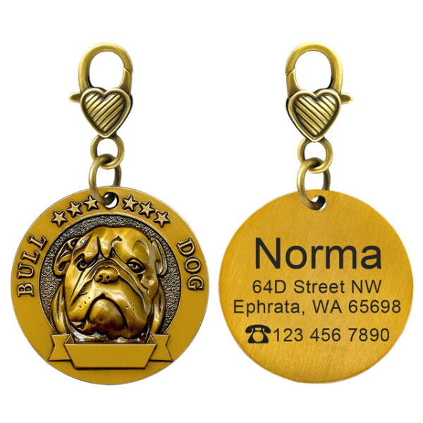 Gegraveerde Bulldog Hondenpenning
