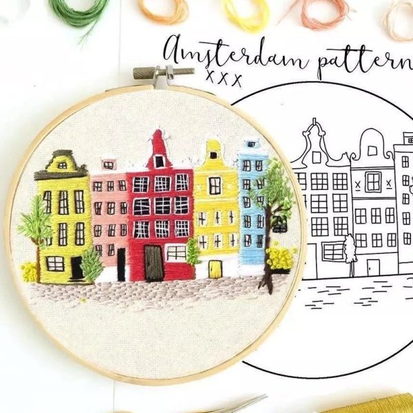 Amsterdamse Grachten Borduurset met Borduurring Vrij Borduren 3D