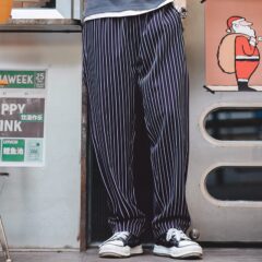 Maat XL - Gestreepte Retro Navy Broek Chefs Broek