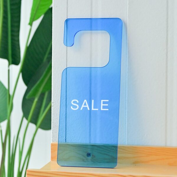 Sale Hanger Lichtblauw Uitverkoop Kledingwinkel Winkel Bord Acryl Plexiglas Kledinghanger