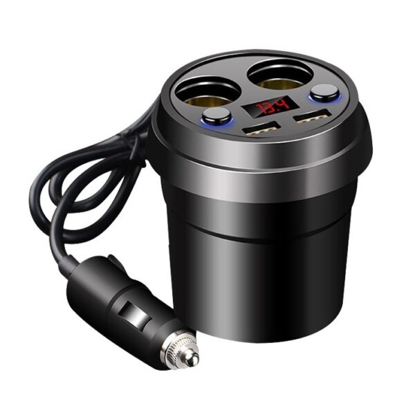 12v Adapter - USB Autolader - Bekerhouder Splitter Auto - Zwart - Interieur Accesoires