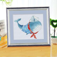 Walvis Zee Strand Borduurset 14CT op Wit Borduurstof