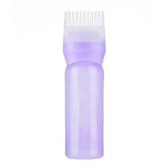 Paarse haarverf applicator fles met kamtop voor precieze kleurtoepassing en gemakkelijke verdeling van haarproduct.