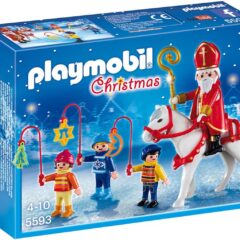 Playmobil kerstset met figuren van Sinterklaas op paard en kinderen met lantaarns. Perfect speelgoed voor de feestdagen.