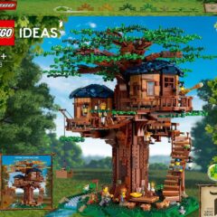 LEGO Ideas boomhut set 21318 voor 16+, met gedetailleerde kamers en accessoires, perfect voor bouwliefhebbers.