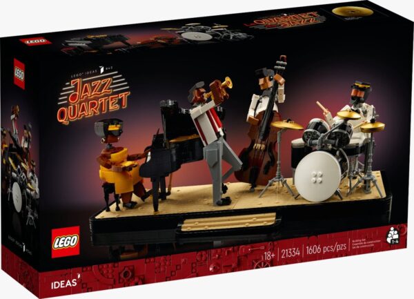 LEGO Jazz Quartet bouwset met muzikanten en instrumenten, ideaal voor volwassen LEGO-fans en muziek liefhebbers.