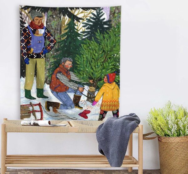 Kerstboom Canvas Doek Kerstmis Illustratie 130*150cm - Afbeelding 3