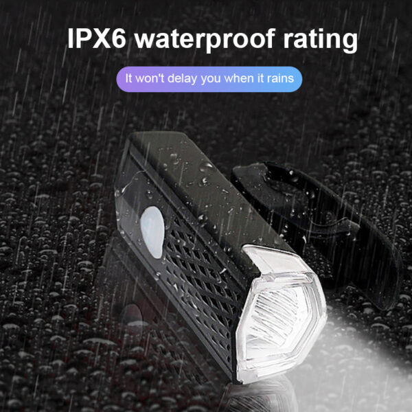 Waterdichte fietsverlichting met IPX6-classificatie voor veilig fietsen in de regen.