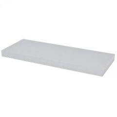 Witte zwevende plank voor strakke en moderne muurdecoratie. Perfect voor boeken en accessoires. Eenvoudig design.