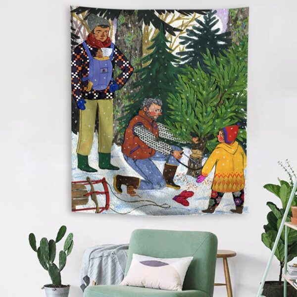 Kerstboom Canvas Doek Kerstmis Illustratie 130*150cm - Afbeelding 5