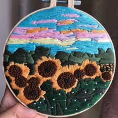 Zonnebloemveld Borduurset met Borduurring Vrij Borduren 3D