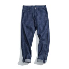 Maat S - Spijkerbroek Gestreepte Retro Navy Broek