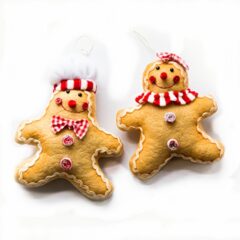 1 set Koekemannetje en Vrouwtje knuffel met ophangtouwtje kerst