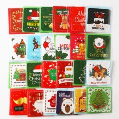 24 Kerstkaarten 7x7cm met Enveloppen