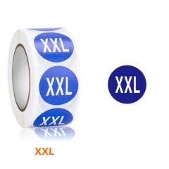 500 XXL Maatsticker op rol 2.5cm Diameter Blauw Sticker Kledingmaat