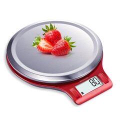 Rode Keukenweegschaal - tot 5Kg - Rond Weegschaal Keuken - Digitaal