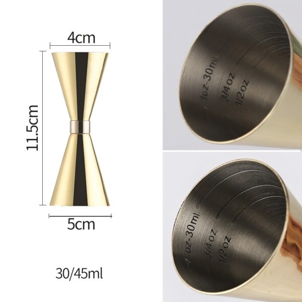 Cocktailmaatje Goud 30/45ml Drankmaatje Jigger Barmaatje - Afbeelding 2