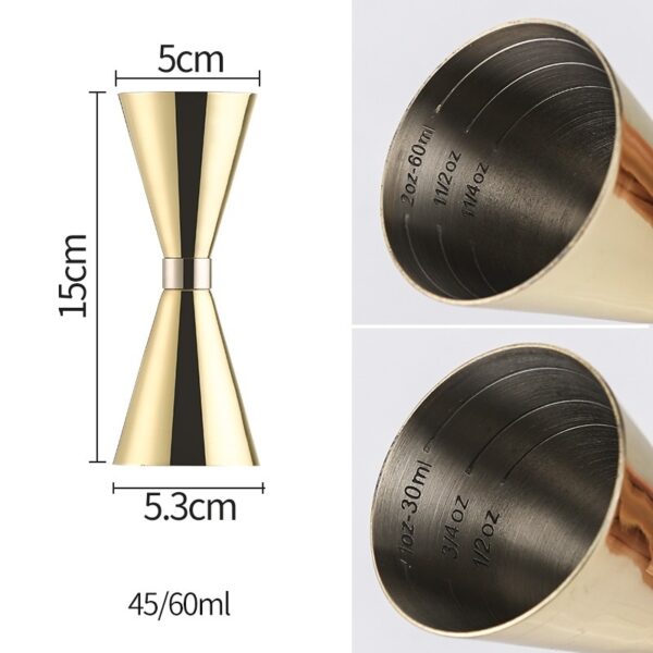 Cocktailmaatje Goud 45/60ml Drankmaatje Jigger Barmaatje - Afbeelding 2