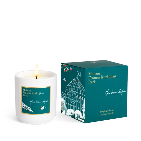 Geurkaars van Maison Francis Kurkdjian met doos, ontworpen als een luxe cadeau, perfect voor sfeervolle momenten.