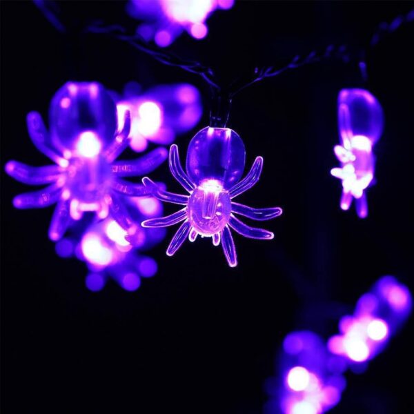 LED 3 Meter Paarse Spinnen Lampjes Halloween Lichtslang Decoratie Lichtsnoer - Afbeelding 3