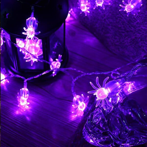 LED 3 Meter Paarse Spinnen Lampjes Halloween Lichtslang Decoratie Lichtsnoer - Afbeelding 2
