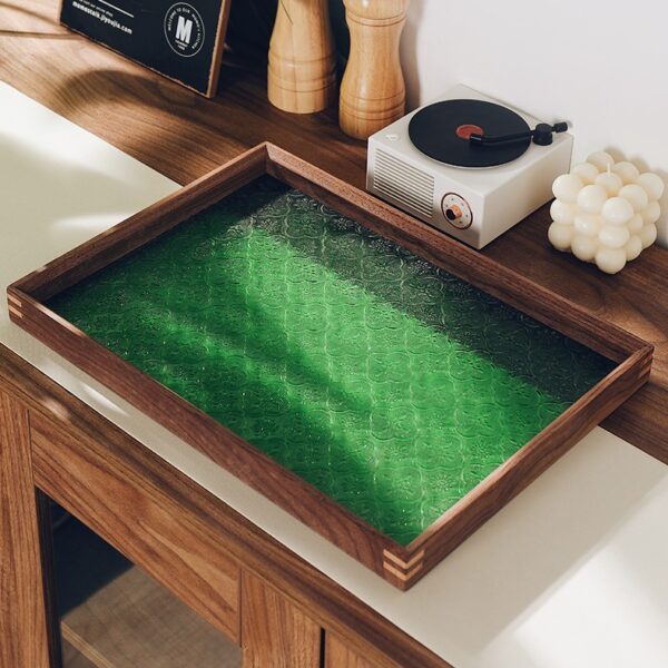 Dienblad Glas Groen Hout