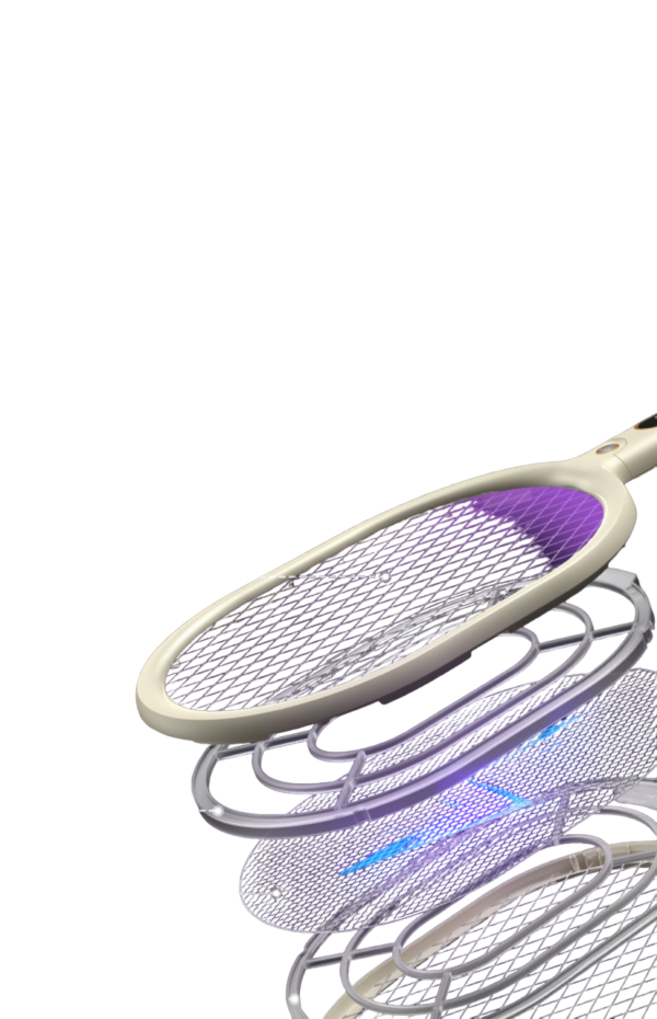 Elektrische vliegenmepper met lagen en UV-licht voor efficiënte insectenbestrijding.