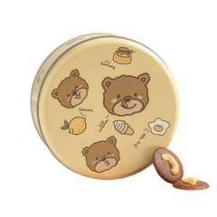 Schattig berenblik met getekende beermotieven en voedselillustraties, gevuld met koekjes met cashewnoten. Perfect voor cadeaus.