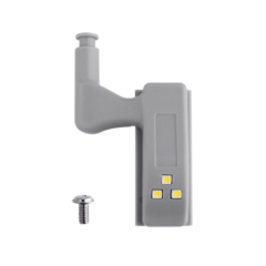 Grijze LED-kastverlichting met schroef voor montage, efficiënt interieurlicht voor kasten en lades.