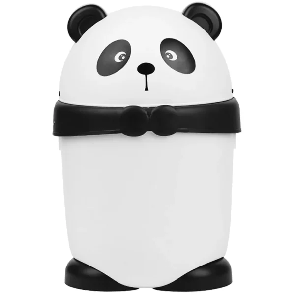 Panda-vormige prullenbak met schattig design voor kinderkamers en speelhoeken.