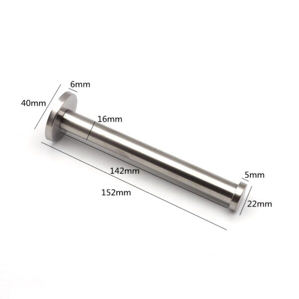 Roestvrijstalen cilindrische afstandsbuis, met maten: 152 mm lengte, 40 mm flens, ideaal voor constructies.