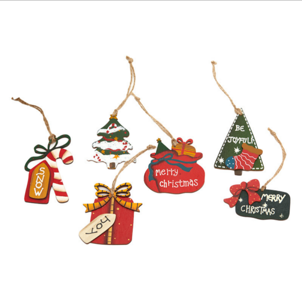 Set van 6 Kersthangers Kerstmis Decoratie Houten Kerstballen
