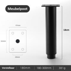 Meubelpoot Verstelbaar 18-30cm Bankpoten - Meubelpoten - Meubelpootjes