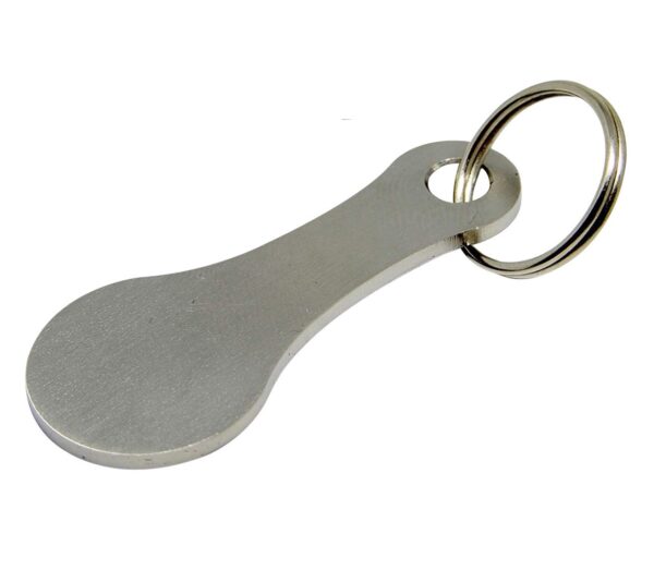 Metalen winkelwagentje munt sleutelhanger met ring, handig voor het loskoppelen van winkelwagens zonder muntje.