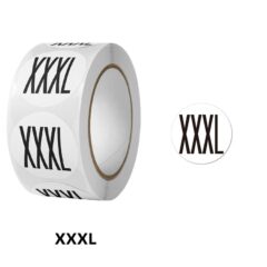 500 XXXL Maatsticker op rol 2.5cm Diameter Wit Sticker Kledingmaat