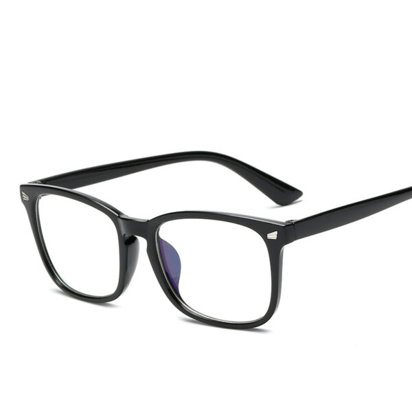 Zwarte vierkante bril met blauwe lichtfilter, stijlvol en modern design voor dagelijks gebruik.