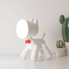 Hond Nachtlampje Dimbaar Wit - Kinder Lamp Leeslamp Slaapkamer - Nachtkastje Tafellamp Bedlamp