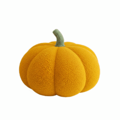 Oranje pompoen met groene steel, textuur als suède. Herfstdecoratie en inspiratie voor Halloween en herfstfeesten.