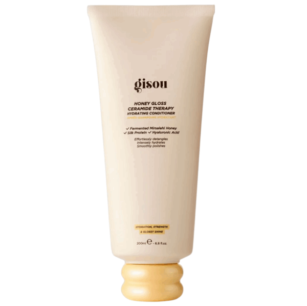 Gisou honingglans ceramide-conditioner, 200ml, voor hydratatie en glans, met honing, zijdeproteïne en hyaluronzuur.