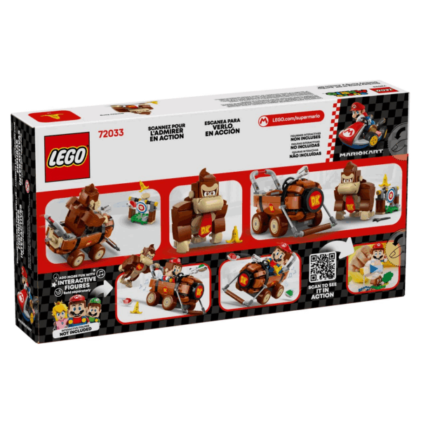 LEGO Super Mario Donkey Kong uitbreidingsset in doos met interactieve speelmogelijkheden en bouwinstructies.