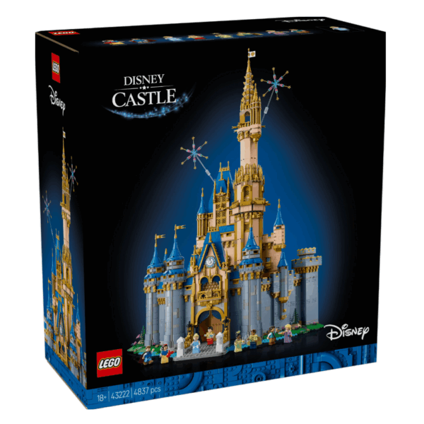 Lego Disney Kasteel bouwdoos met 4837 stenen, ideaal voor fans en verzamelaars, afgebeeld op een kleurrijke doos.