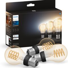 Philips Hue White Ambiance filamentlampen E27, slimme verlichting met spiraalvormige gloeidraad en compatibel met Alexa.