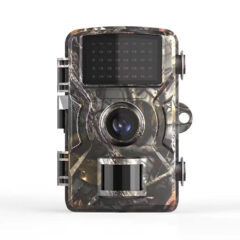 Camouflage wildcamera met infrarood voor nachtzicht en bewegingsdetectie, ideaal voor natuurobservatie.
