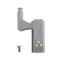 Grijze LED-kastverlichting met schroef voor montage, efficiënt interieurlicht voor kasten en lades.
