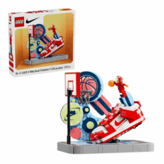 LEGO Nike Dunk Trickshot set met basketbalthema, rood-wit, 10+, 454 stuks, met schoenen- en basketbalbeeld.