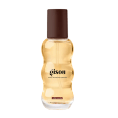 Flesje Gisou honing-geïnfuseerde haarparfum met bruine dop voor een luxueuze geur en verzorging van het haar.