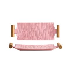 Langwerpig Sushi Bord Met Handvatten - Roze - Servies