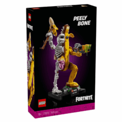 LEGO Fortnite Peely Bone set, bouwpakket voor volwassenen met skelet-banaan figuur, creatief speelplezier.